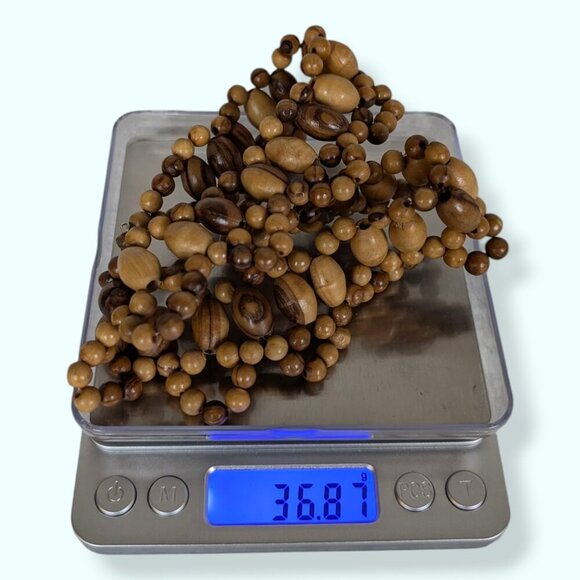 V. Wood Beaded Collar Necklace - Picture 6 of 6